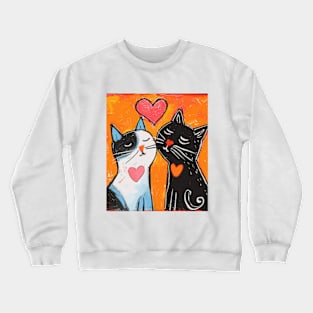 Cat Love 2024 Valentines Day Drawing Crewneck Sweatshirt